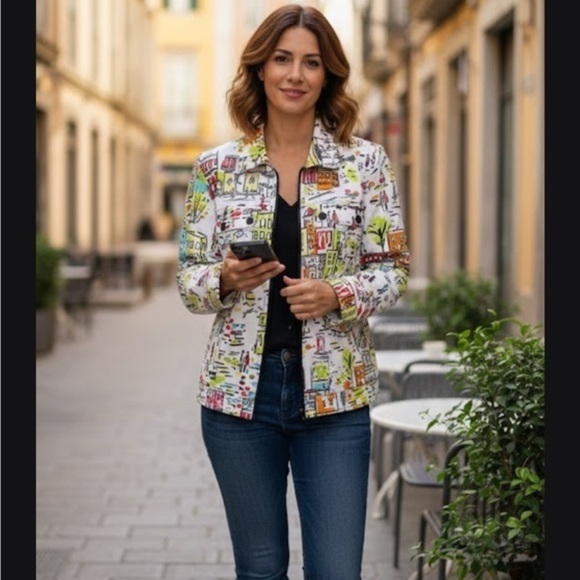 Dolcezza Jackets & Blazers - Dolcezza Colorful Graphic Women's Jean Jacket